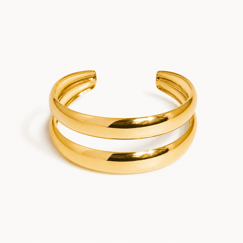 Ronan 18K Gold Non-Tarnish Layered Round Bangle