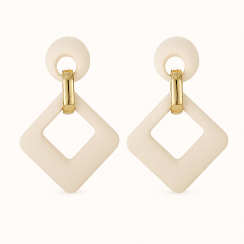 RUOFFETA Cream Acrylic Geometric Drop Earrings