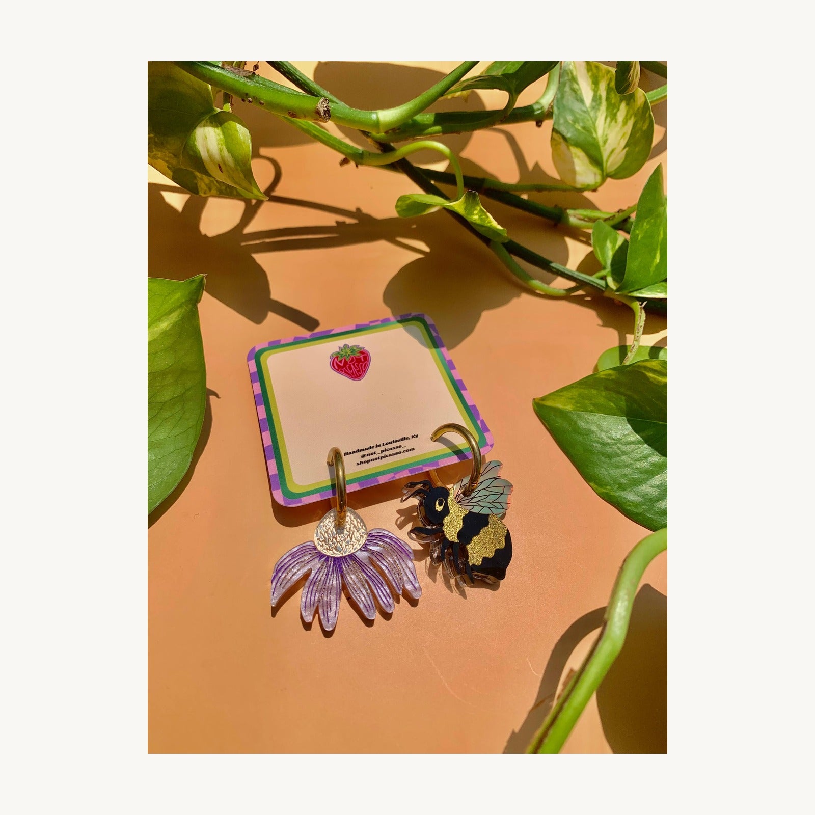 Bee And Flower Earrings