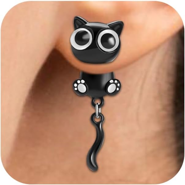 Black Cat Paw Stud Earrings 01