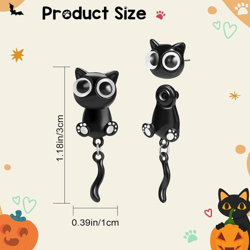 Black Cat Paw Stud Earrings 02