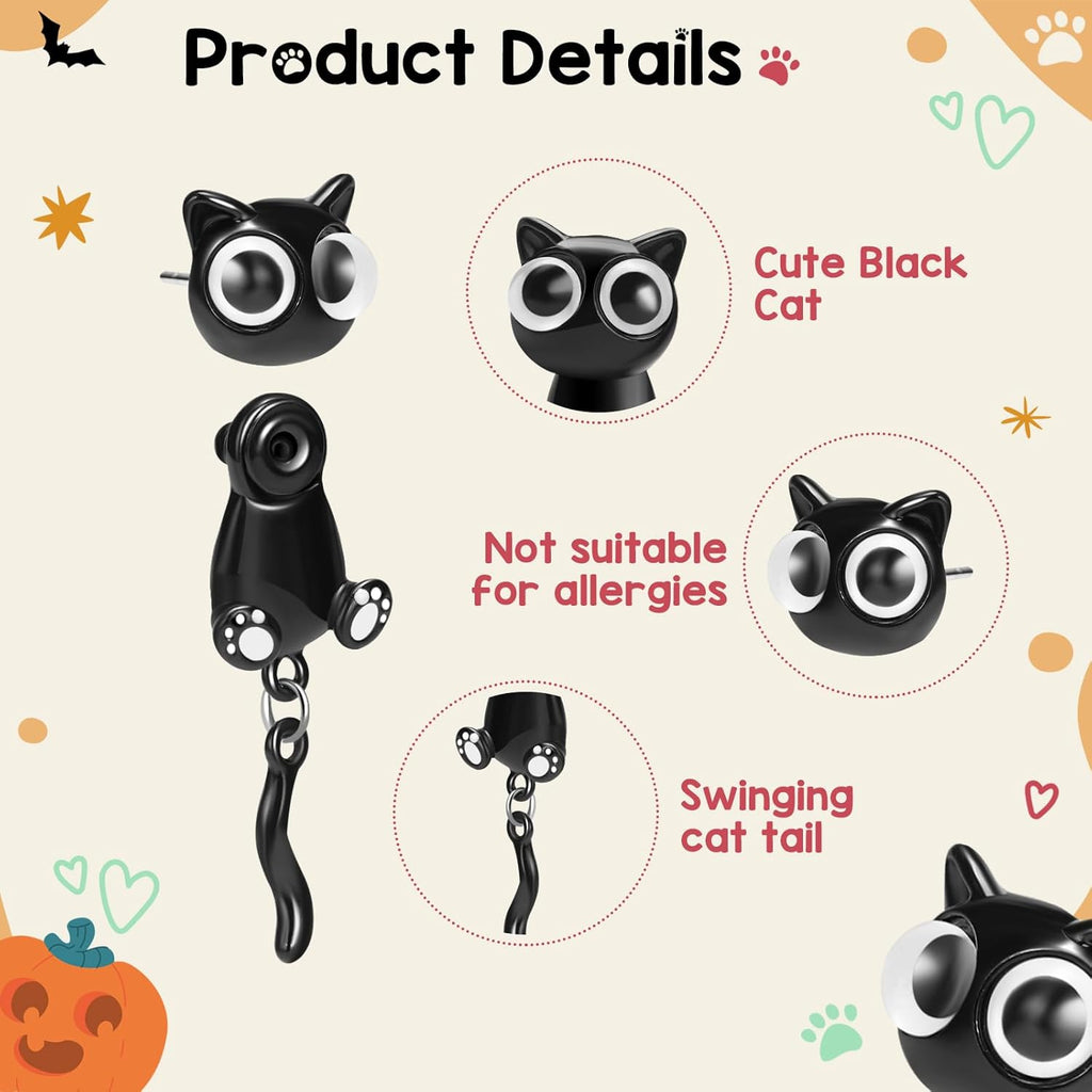 Black Cat Paw Stud Earrings 03