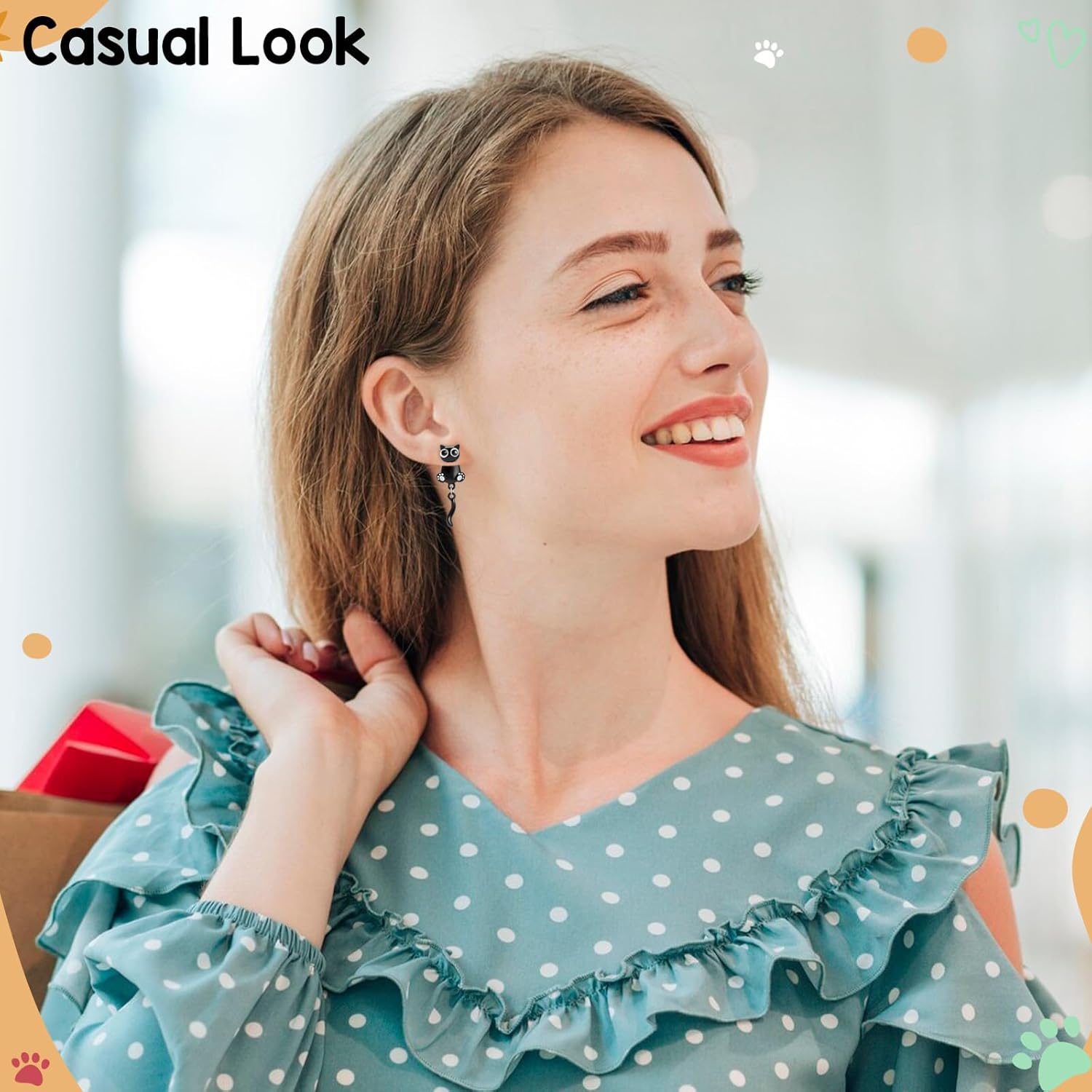 Black Cat Paw Stud Earrings 07
