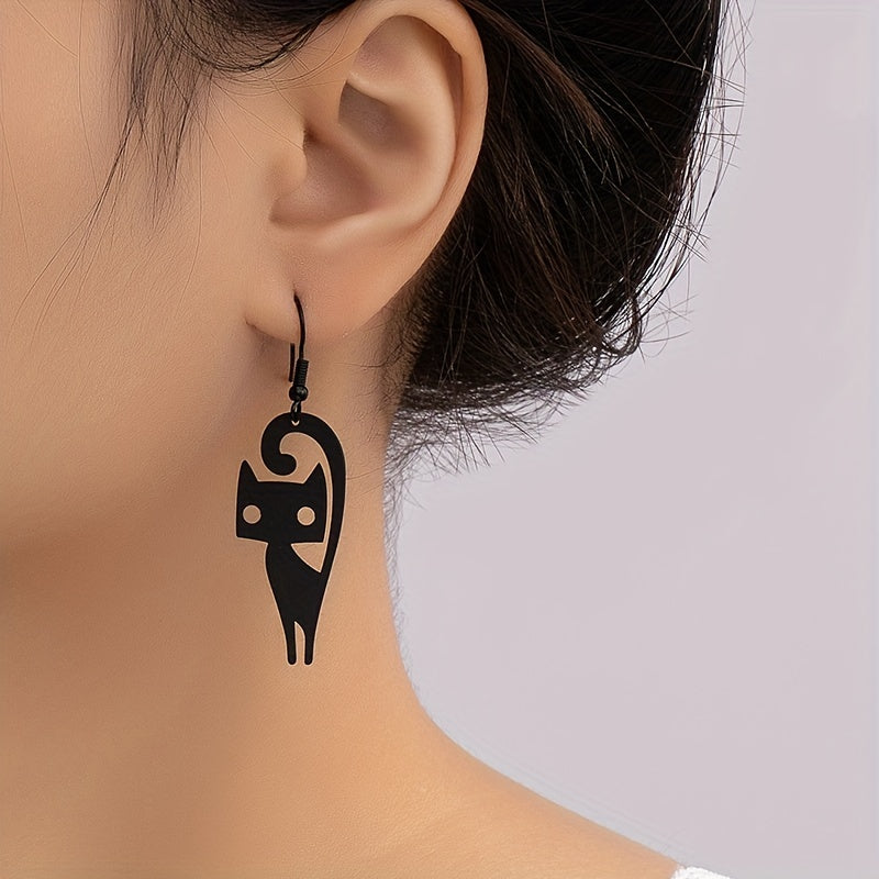 Black Kitten Dangle Earrings