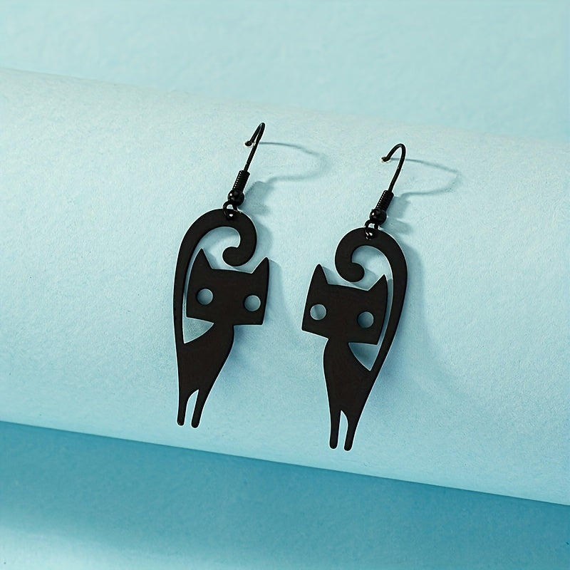 Black Kitten Dangle Earrings