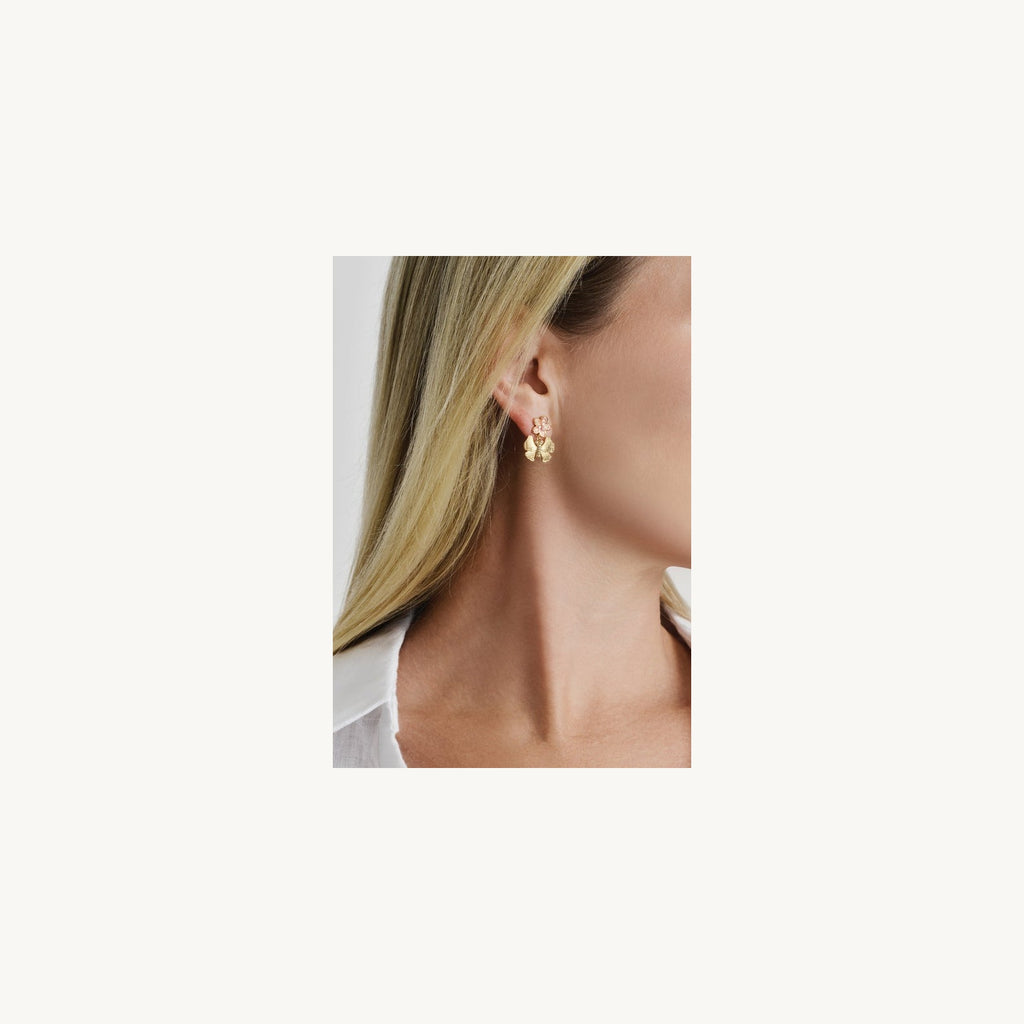 Butterfly With Enamel Flower Earrings