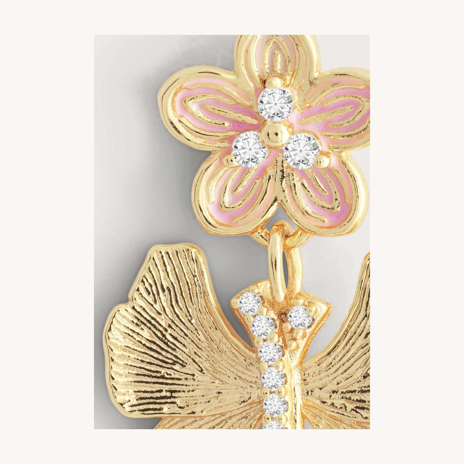 Butterfly With Enamel Flower Earrings