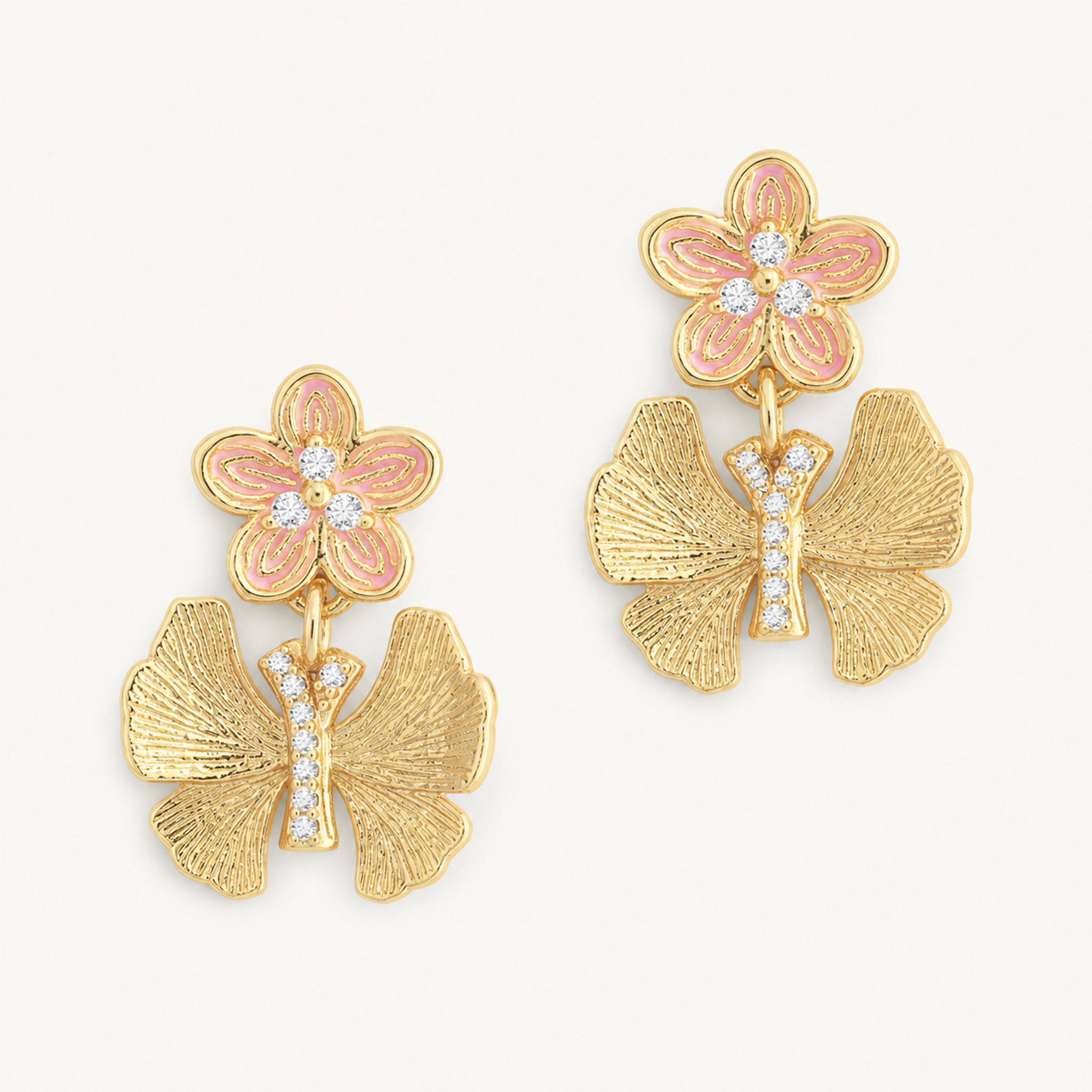 PF-BUTTERFLY-WITH-ENAMEL-FLOWER-EARRINGS detail image