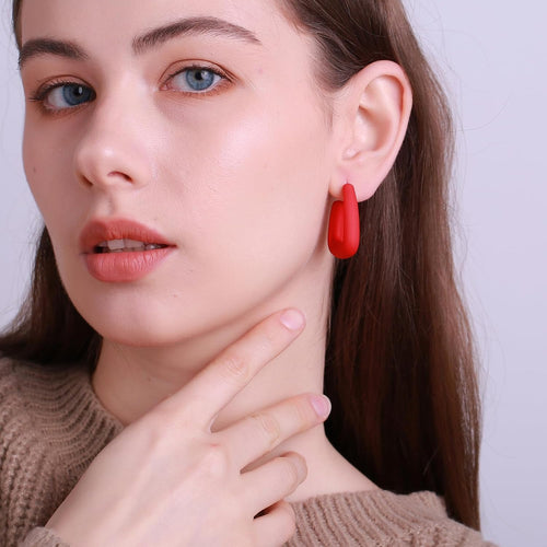 Colorful Acrylic Dome Huggie Hoop Earrings 02