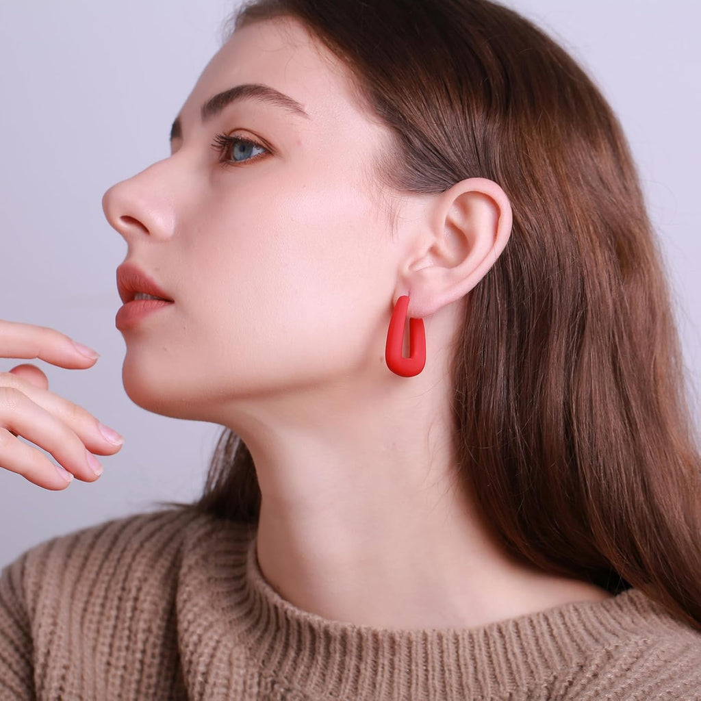 Colorful Acrylic Dome Huggie Hoop Earrings 03