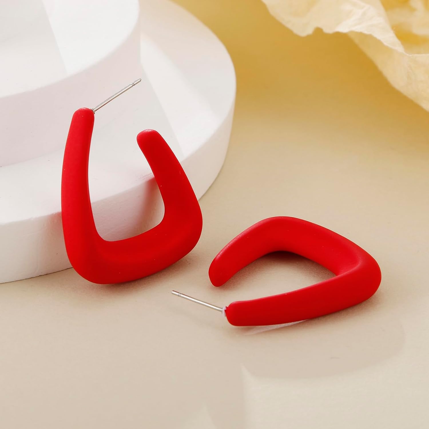 Colorful Acrylic Dome Huggie Hoop Earrings 05