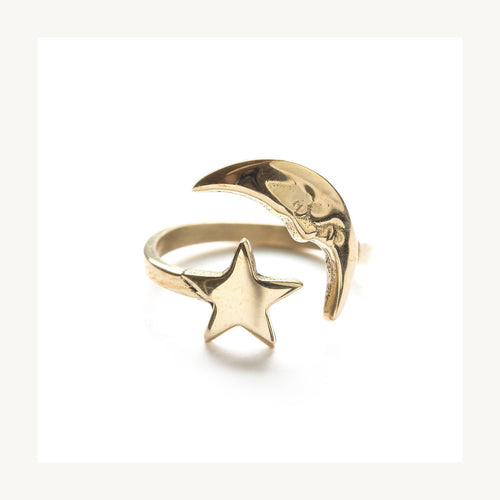Crescent Moon And Star Ring