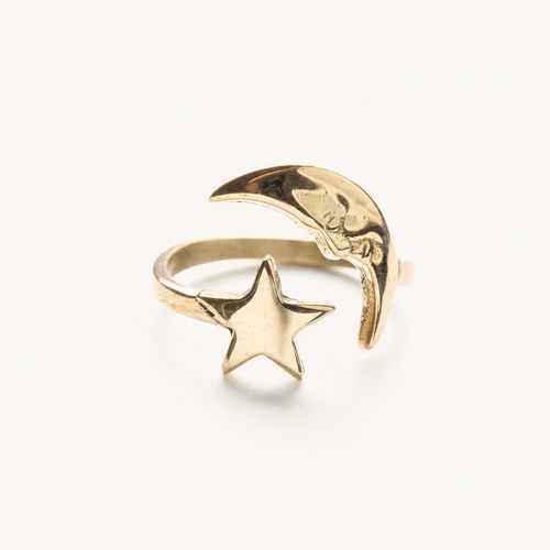 Crescent Moon And Star Ring