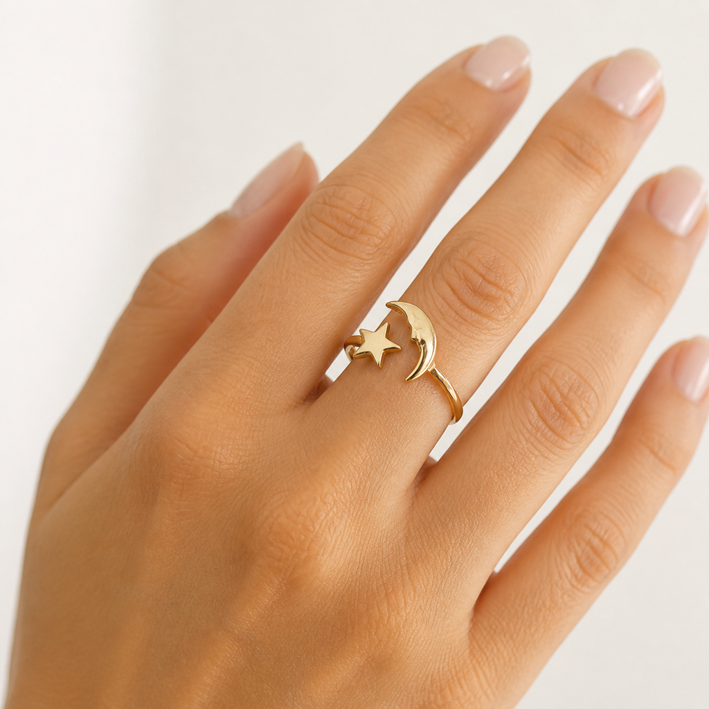 PF-CRESCENT-MOON-AND-STAR-RING worn image