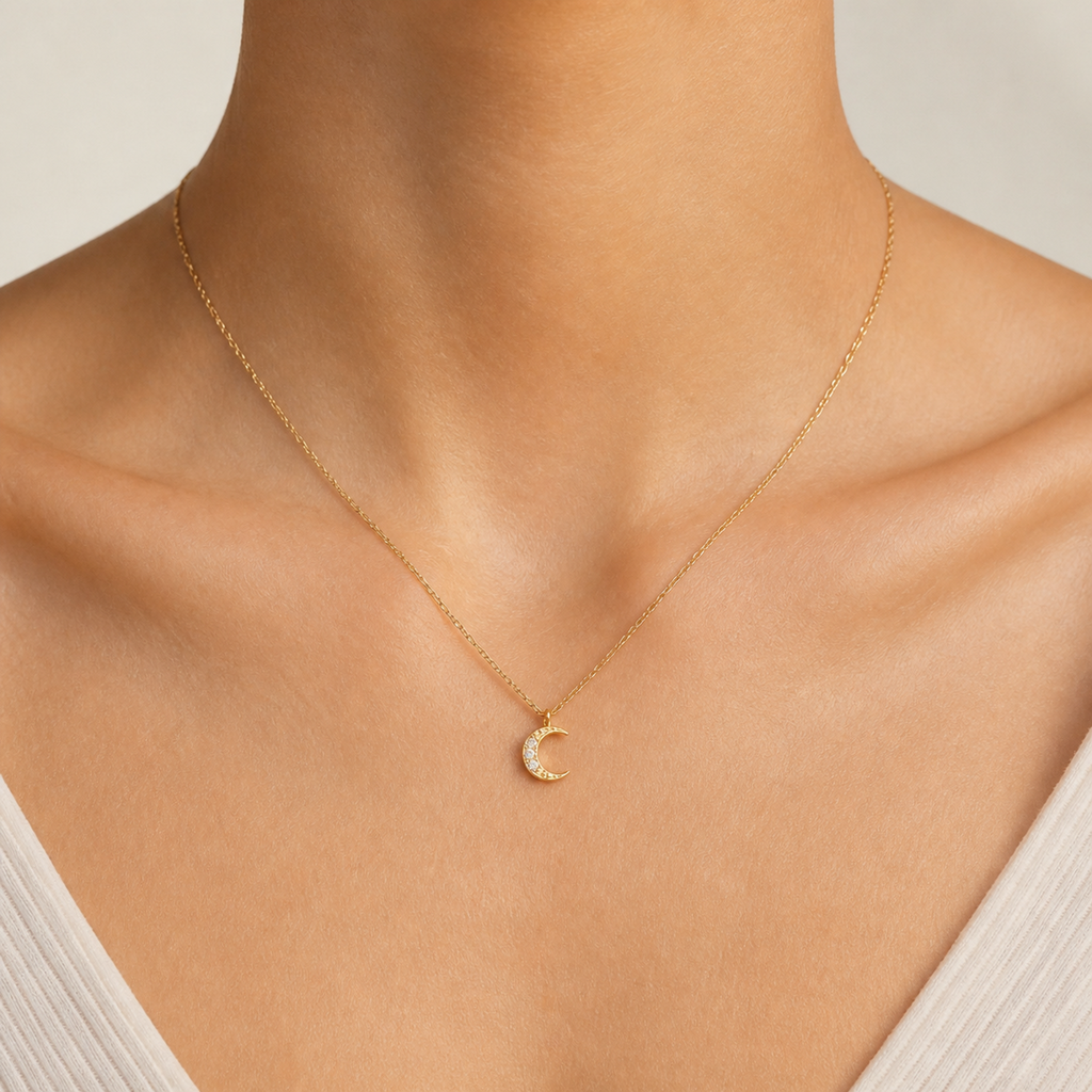 PF-CRESCENT-MOON-CHARM-NECKLACE worn image