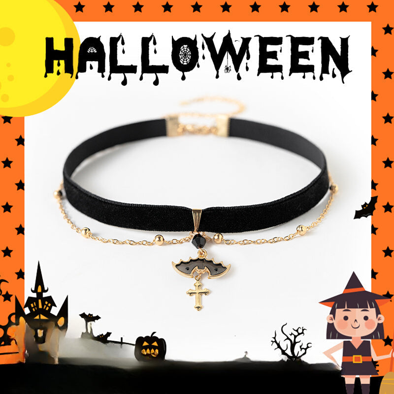 Cross Choker Chain Earrings Set