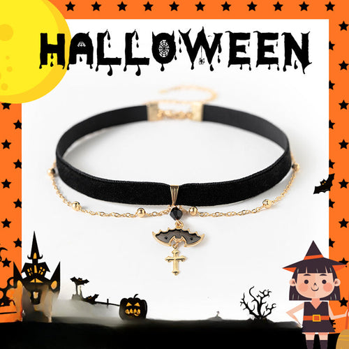 Cross Choker Chain Earrings Set