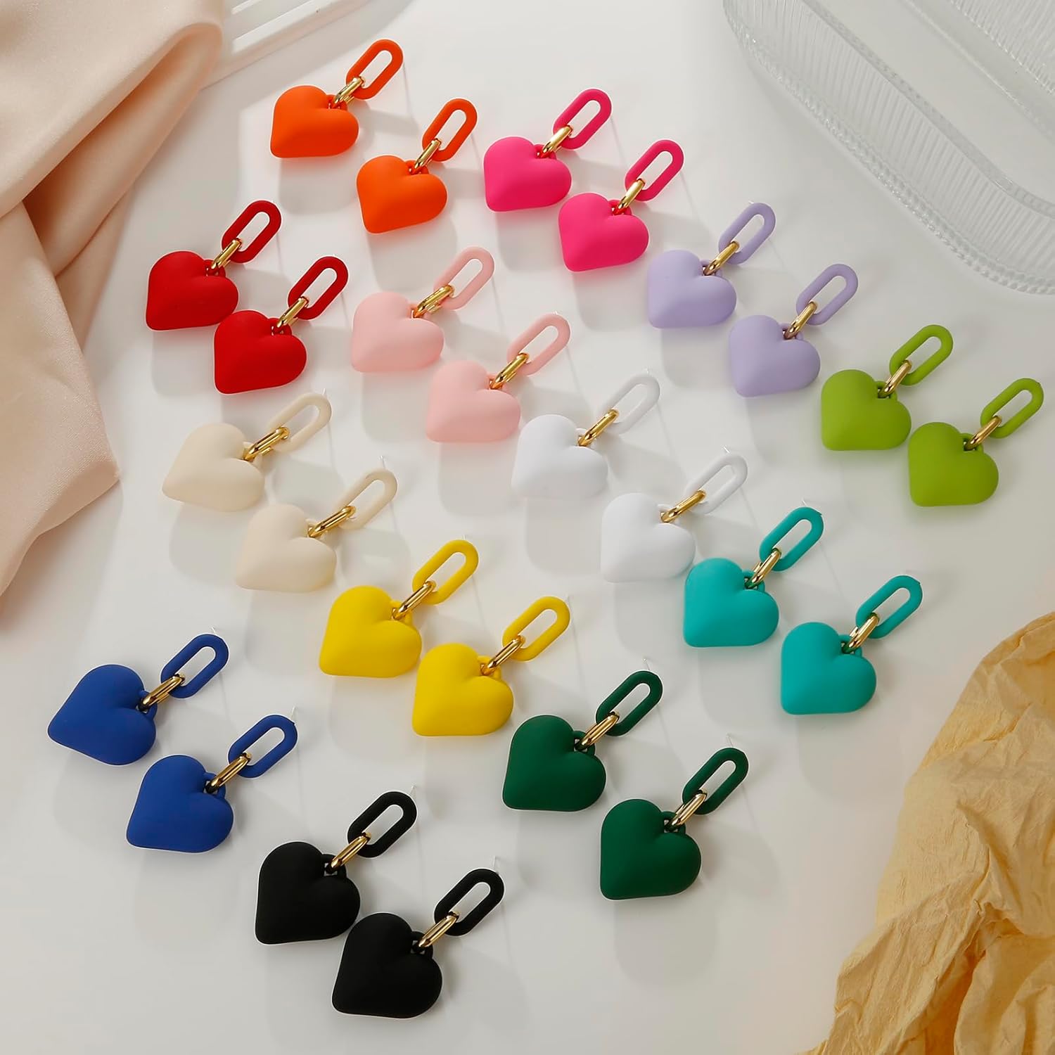 Dark Green Acrylic Heart Drop Earrings