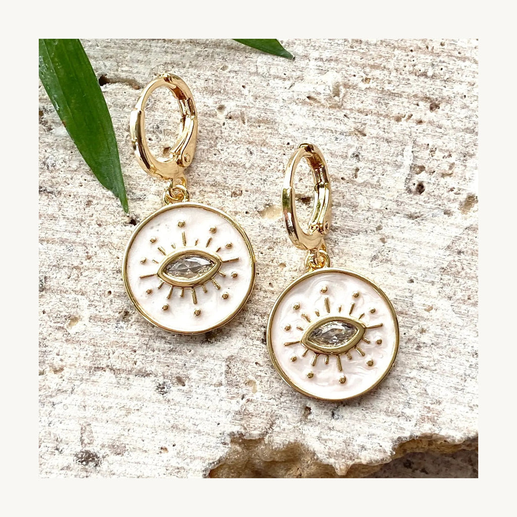 Enamel Evil Eye Stud Earrings