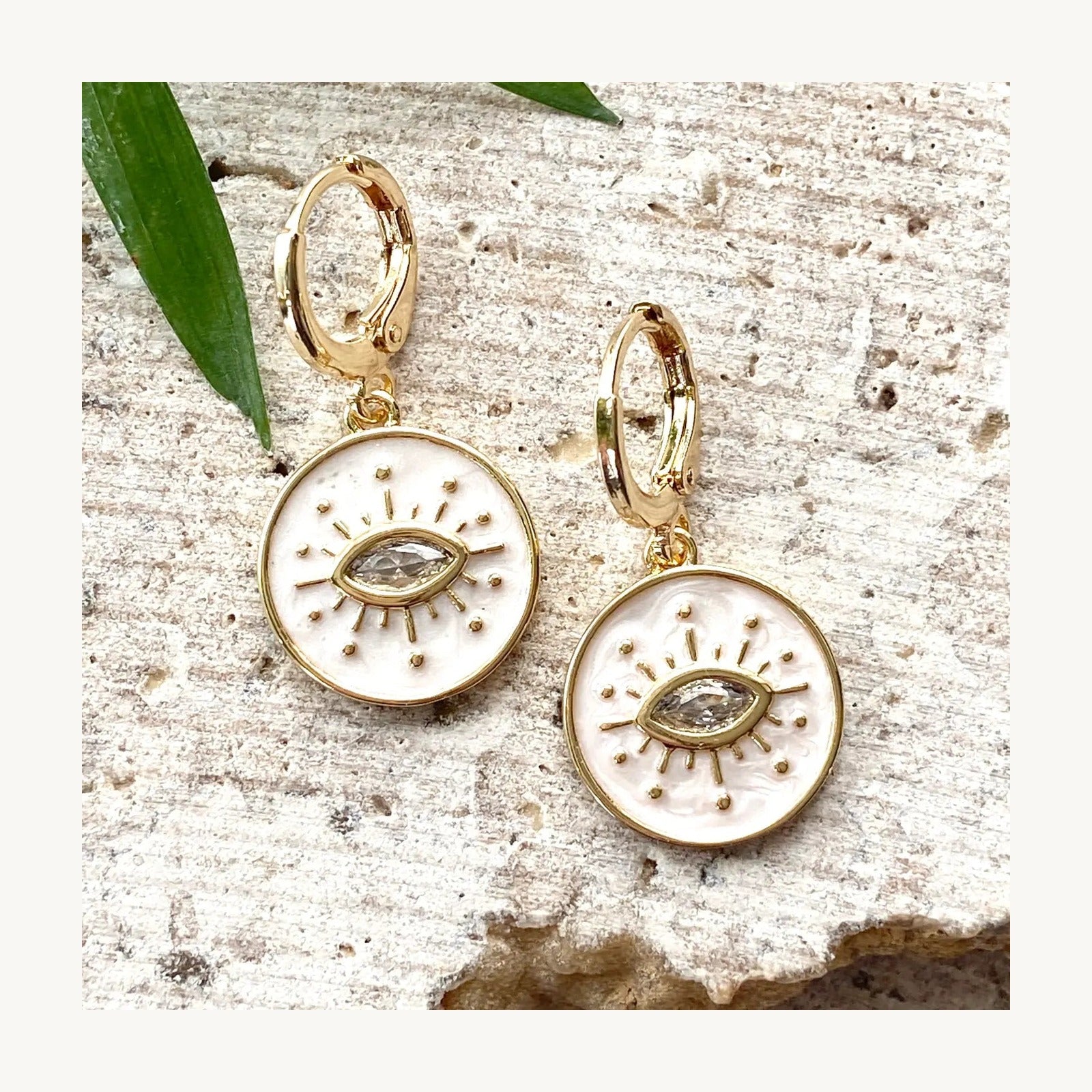 Enamel Evil Eye Stud Earrings