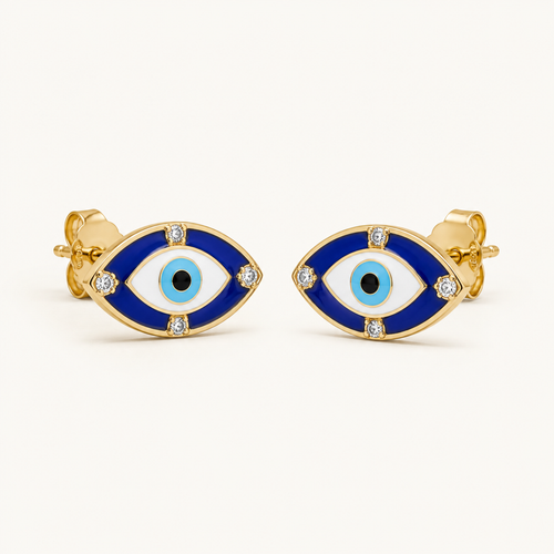 Enamel Evil Eye Stud Earrings