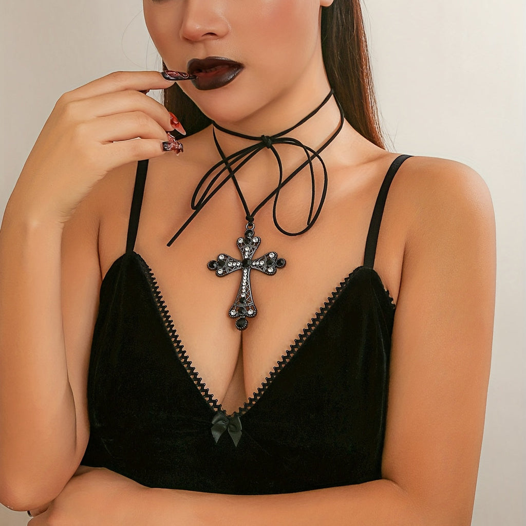 Gothic Large Cross Pendant Necklace