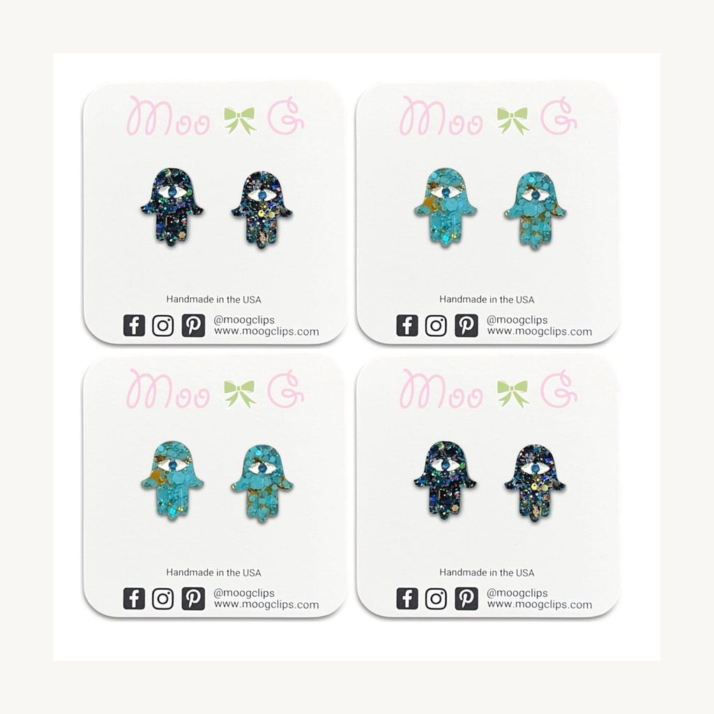 Hamsa Resin Drop Earrings
