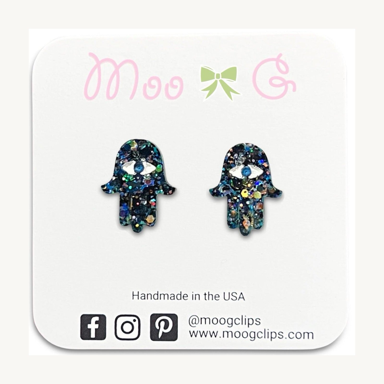 Hamsa Resin Drop Earrings