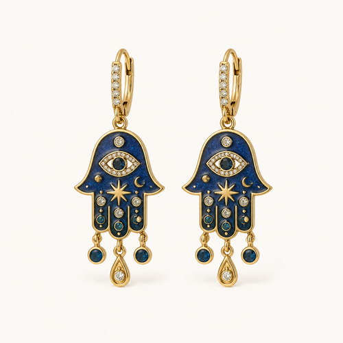 Hamsa Resin Drop Earrings