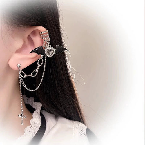 Heart Cross Chain Earrings