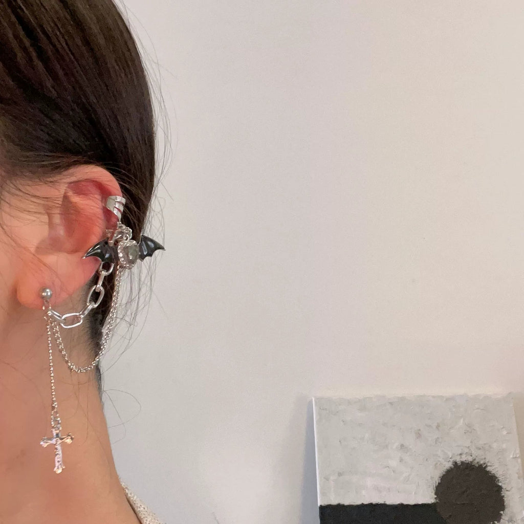 Heart Cross Chain Earrings