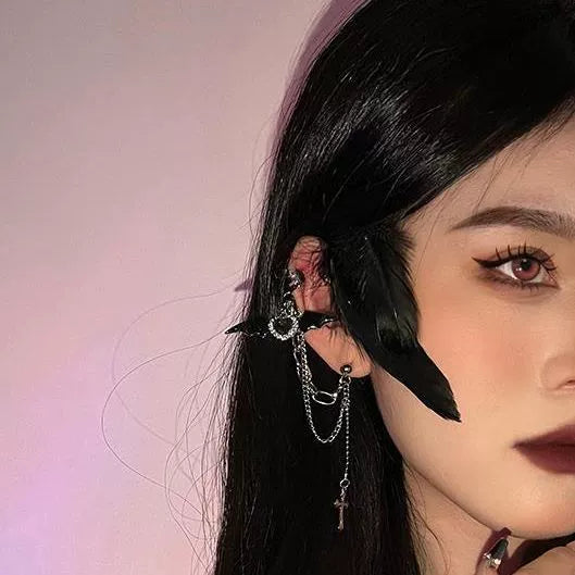 Heart Cross Chain Earrings