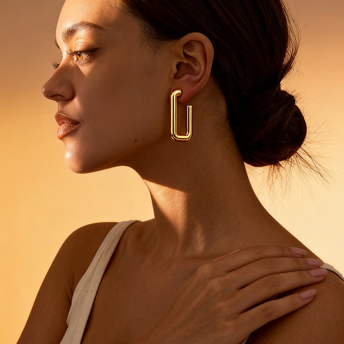 Minimal Geometric Silver Needle Stud Earrings 04