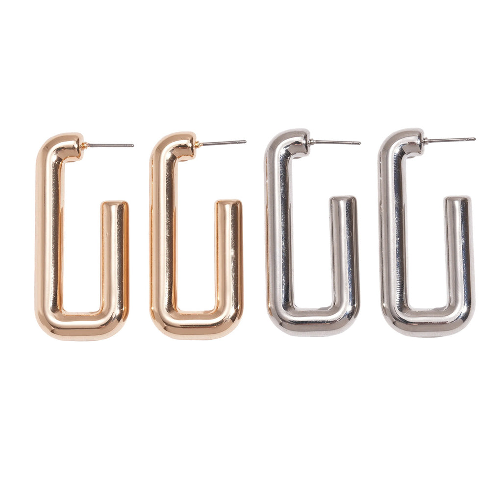 Minimal Geometric Silver Needle Stud Earrings 05