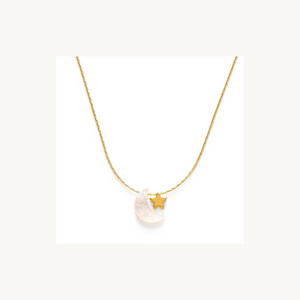 Mother Of Pearl Moon Star Necklace