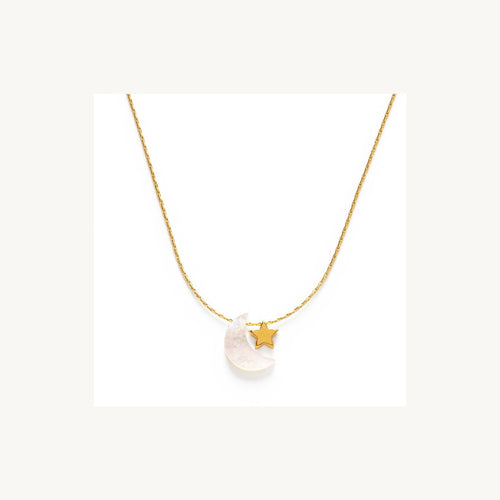 Mother Of Pearl Moon Star Necklace