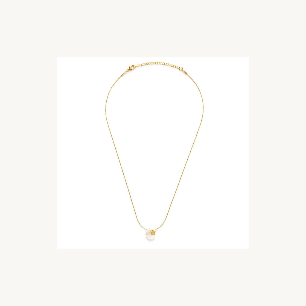 Mother Of Pearl Moon Star Necklace