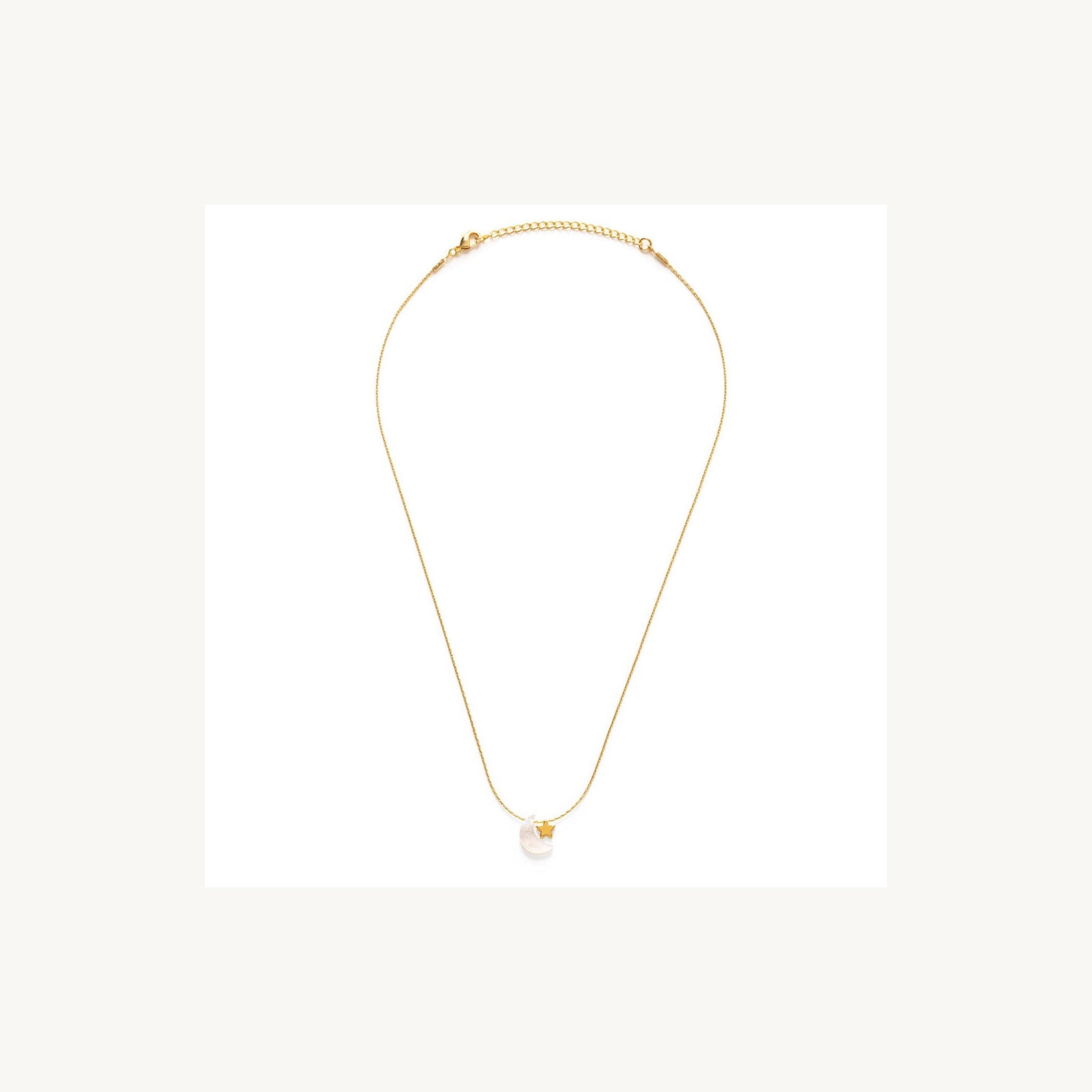Mother Of Pearl Moon Star Necklace
