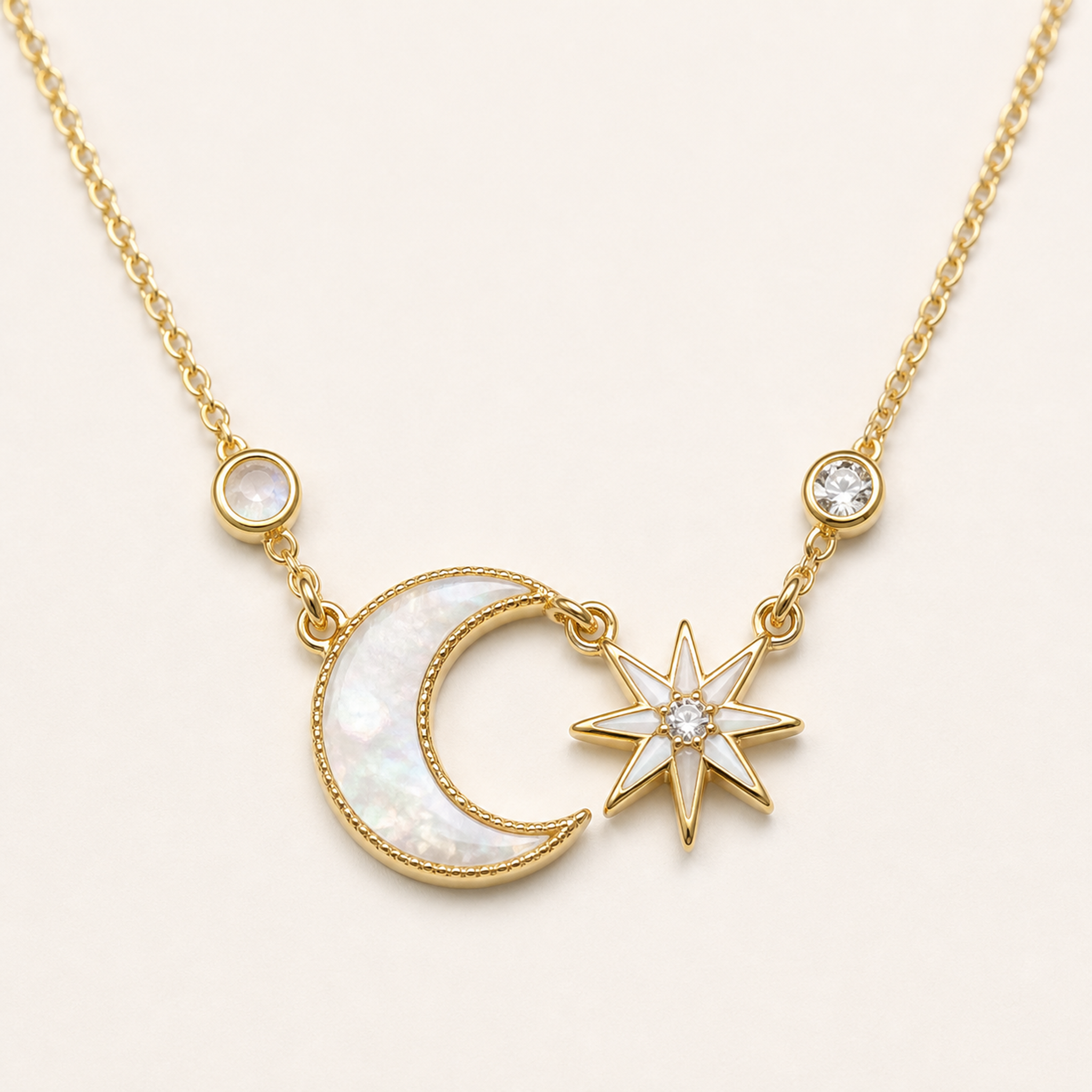PF-MOTHER-OF-PEARL-MOON-STAR-NECKLACE detail image