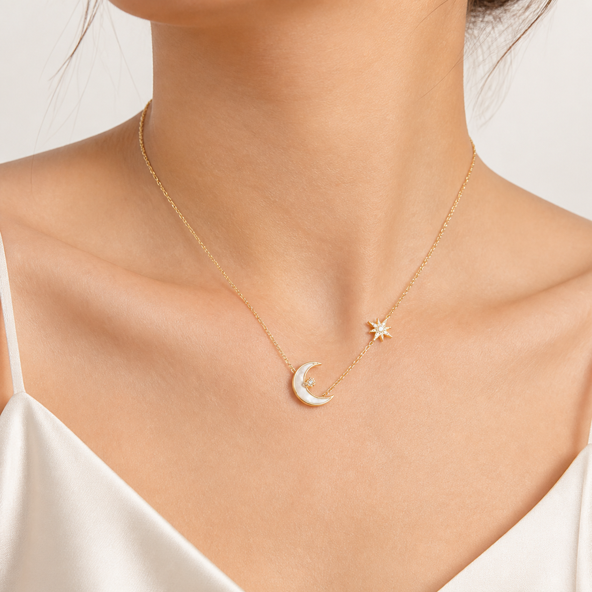 PF-MOTHER-OF-PEARL-MOON-STAR-NECKLACE worn image