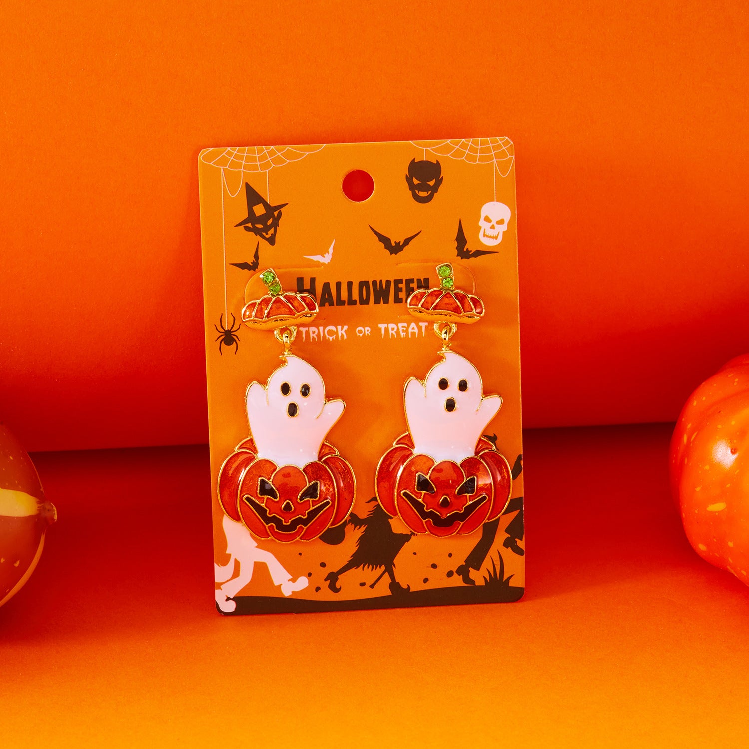 Pumpkin Ghost Drop Earrings 03