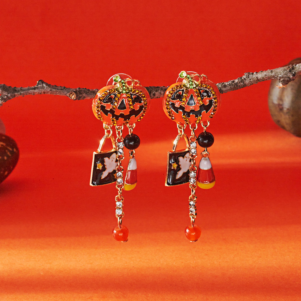 Pumpkin Ghost Drop Earrings 04