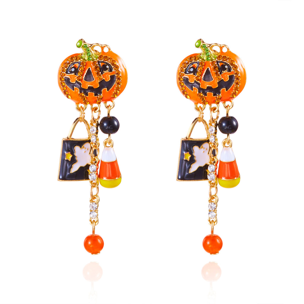 Pumpkin Ghost Drop Earrings 05