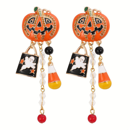 Pumpkin Ghost Pendant Earrings