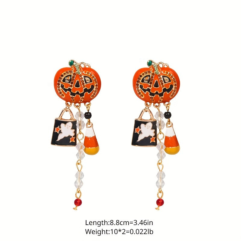 Pumpkin Ghost Pendant Earrings