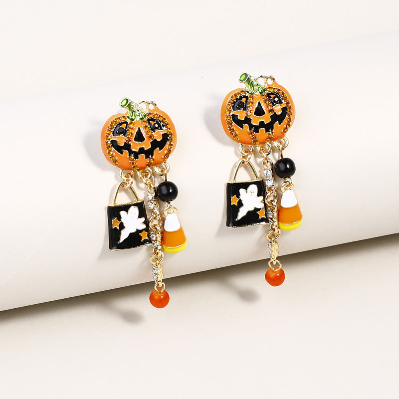 Pumpkin Ghost Pendant Earrings