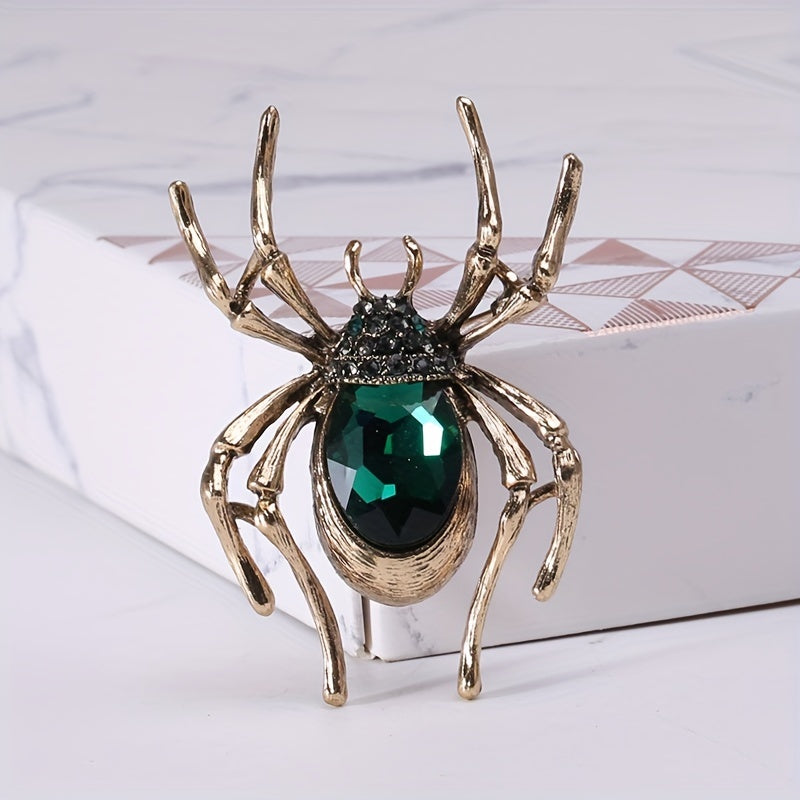 Red Gem Spider Brooch Pin