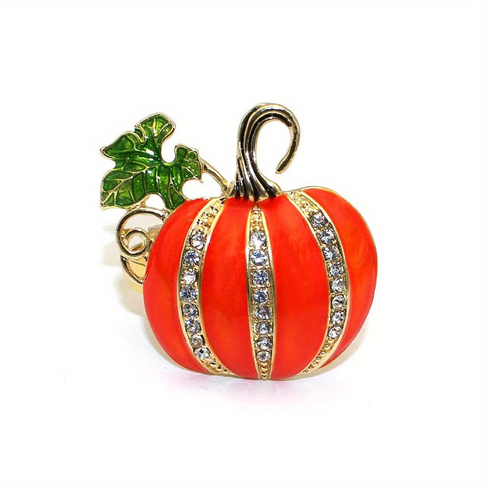 Rhinestone Pumpkin Brooch Pin