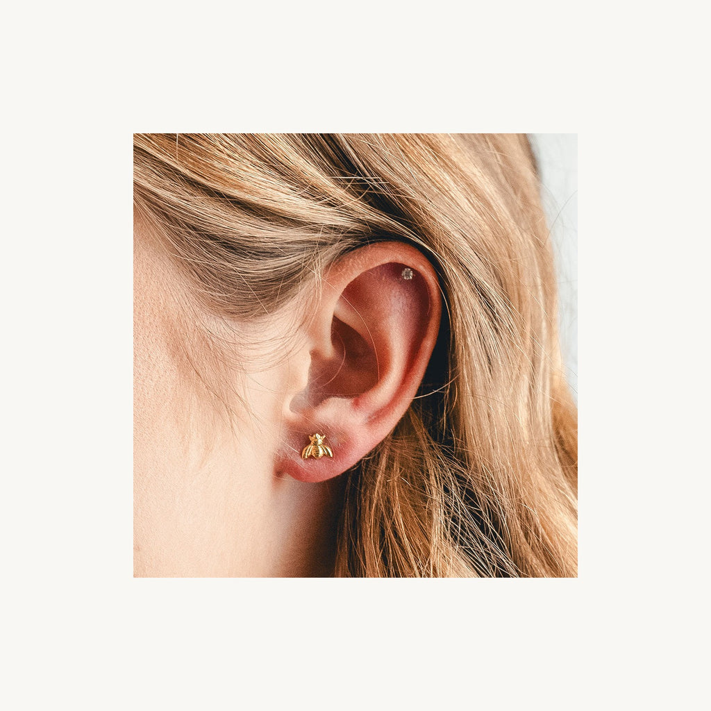 Tiny Honey Bee Stud Earrings