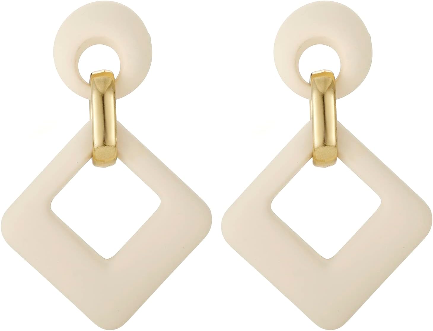 RUOFFETA Cream Acrylic Geometric Drop Earrings